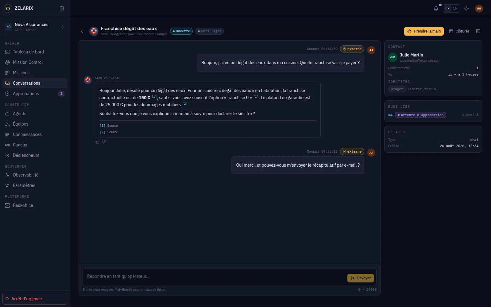 Zelarix Enterprise — Conversation avec citations
